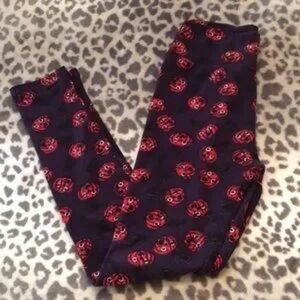NWOT LuLaRoe Halloween Pumpkins Black Cats Leggings Purple Orange Size OS (2-10)